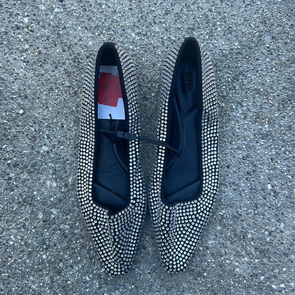 Zara rhinestone flats